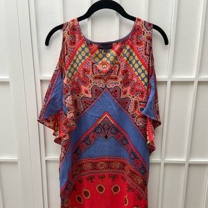 Boho style silk printed dress